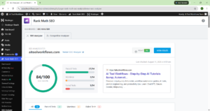  Screenshot of the RankMath sidebar showing a  green SEO score.