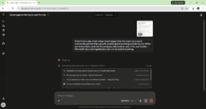 Screenshot of the Claude dashboard showing multiple AI agents scanning company, role, location.